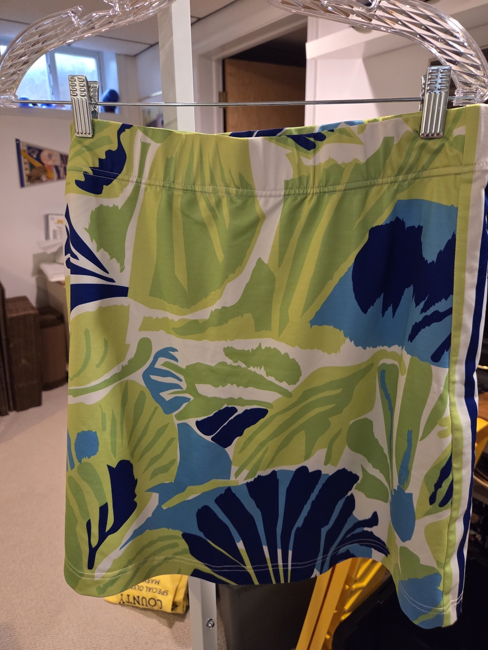 Gretchen Scott Lime & Blue Print Skirt - Picture 4 of 7